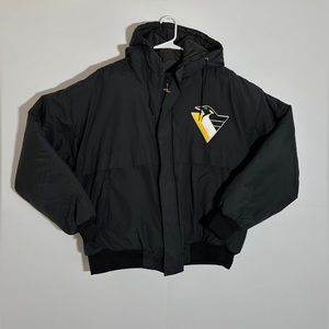 Vintage 90s Pittsburgh Penguins NHL Hockey Locker Line Puffy Jacket Large RARE